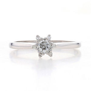 White Gold Diamond Halo Engagement Ring - 14k Round .21ctw Snowflake Flower